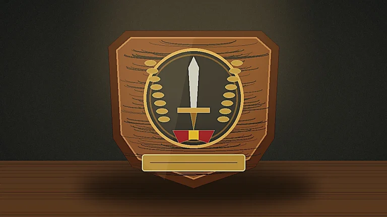 Metopa militar de madera con emblema metálico y placa conmemorativa