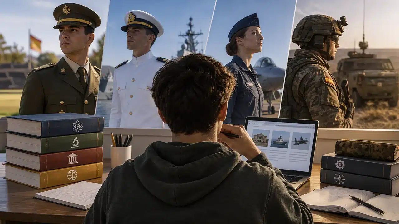 Qué Bachillerato estudiar para ser militar: oficiales y suboficiales 1 Estudiante valorando distintas vías académicas para acceder como oficial o suboficial de las Fuerzas Armadas